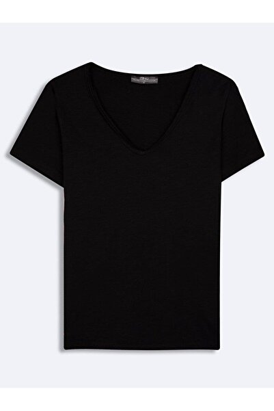 Ltb Tricou de bază pentru femei Bafese, cu mânecă scurtă, cu decolteu în V 12...