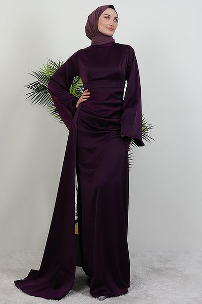 GİYZAMİLA Βραδινό Φόρεμα Jasmine Satin Μωβ