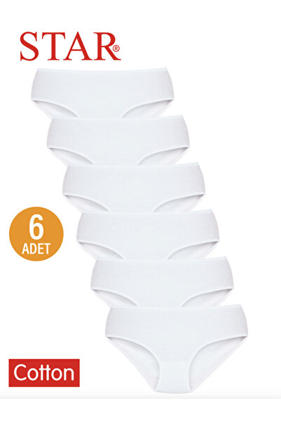 Star سراويل باتو مخططة من القطن الخالص باللون الأبيض مكونة من 6 قطع للنساء