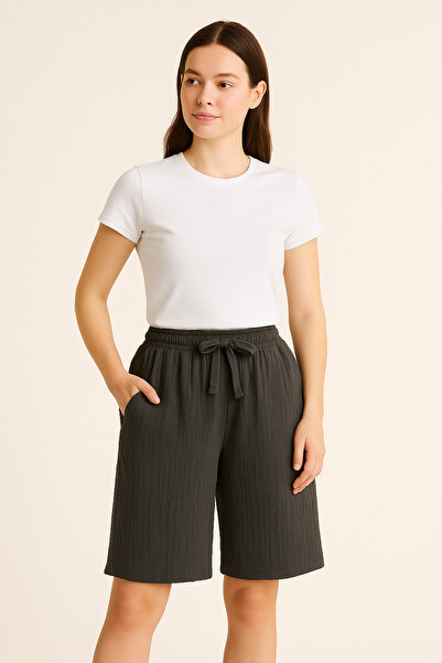 Çeşme Home شورت نسائي صيفي فضفاض مصنوع من قماش الموسلين القطني بنسبة 100% - ج...