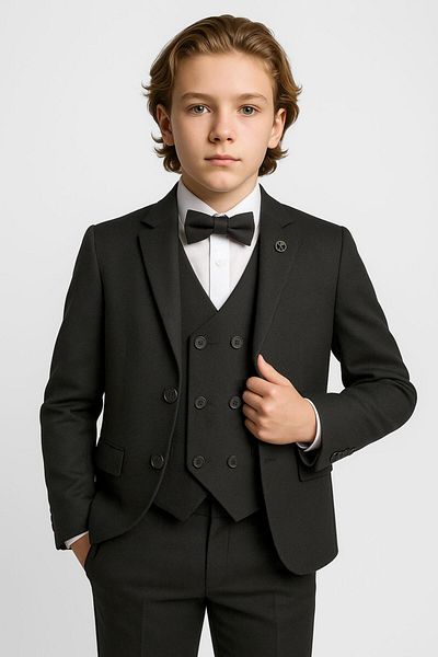 SIRRI Boy's 5 Piece Modern Cut Suit (Age 2-13)