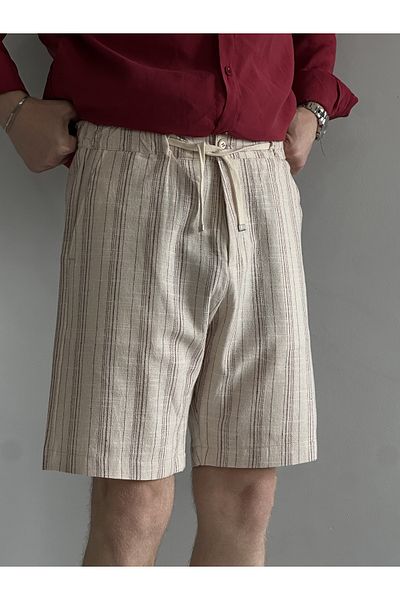 BASEL.CO Men's Old Money Cotton Linen Blended Relax Fit Shorts & Bermuda