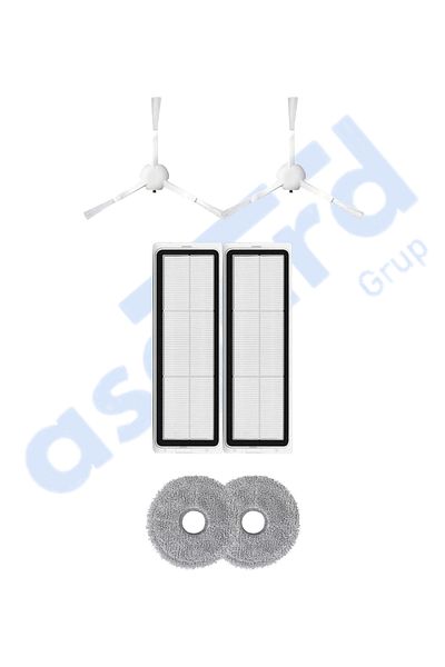 Asgard Grup Xiaomi S10+, S20+, X10+, X20+ Compatible 2 Side Brushes 2 Filters 2 Mops