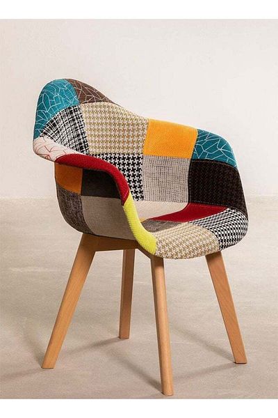 Taimi Multi-Purpose Chair Made Of Beech Wood And Lined With Comfortable Multicolored Fabric