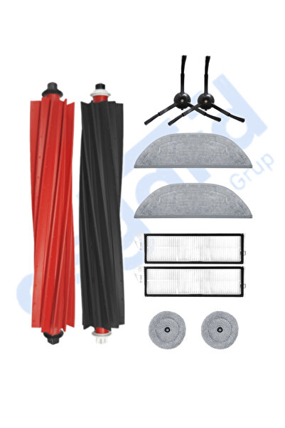Asgard Grup Compatibil cu ROBOROCK S8 MaxV Ultra 1 perie principală 2 perii laterale 2 filtre 2 mopuri 2 mopuri laterale