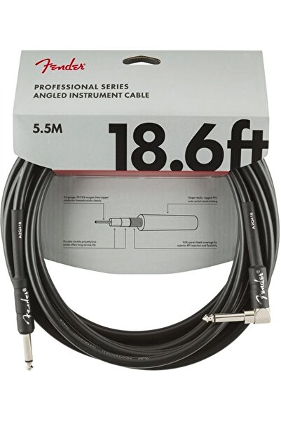 FENDER كابل جيتار احترافي مسطح - زاوية أسود بطول 5.5 متر
