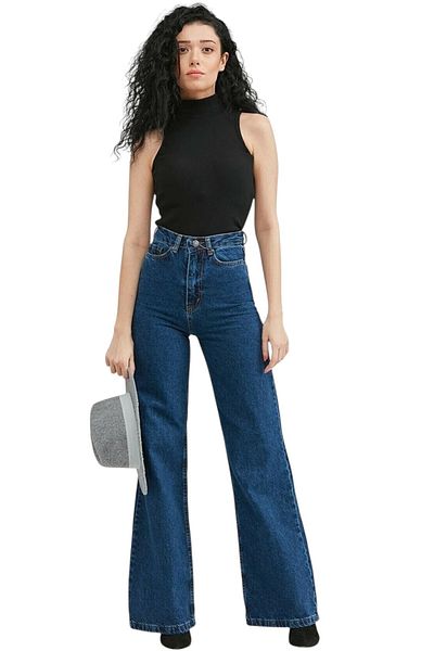 Livik Women's Lycra Stretchy Special Wide Leg Jeans