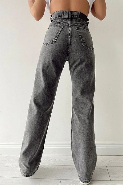 Livik Emrick Women's Smoked Lycra Stretchy Special Wide Leg Jeans
