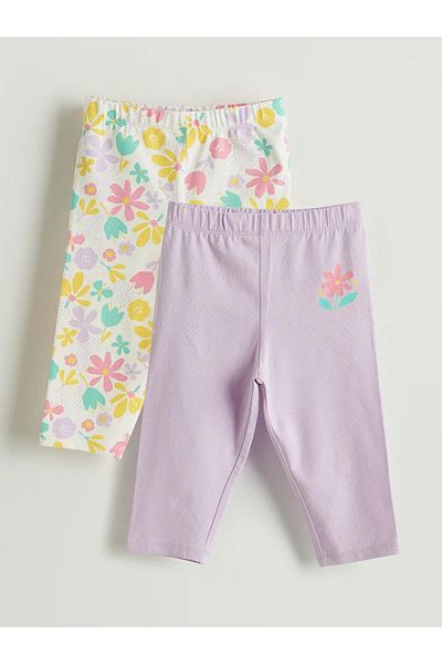 LC Waikiki LCW Kids Leggings pentru fete cu talie elastică, 2 bucăți (S5)
