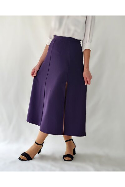 YAXİ Fusta țesătă cu tăietură largi, mov