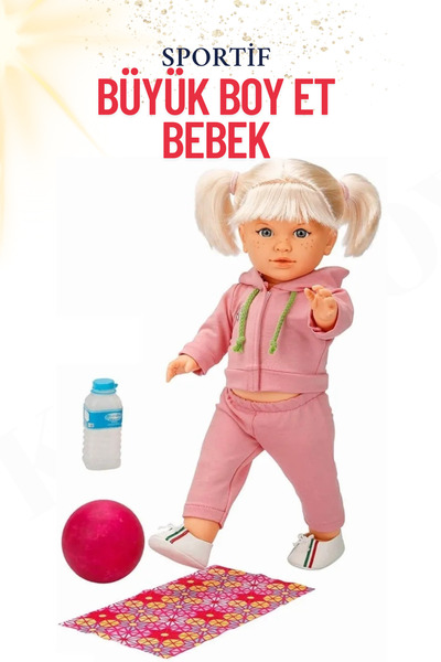 kosetoys Kız Bebek Sportif Büyük Boy Et Bebek (45 CM) --Açık Pembe