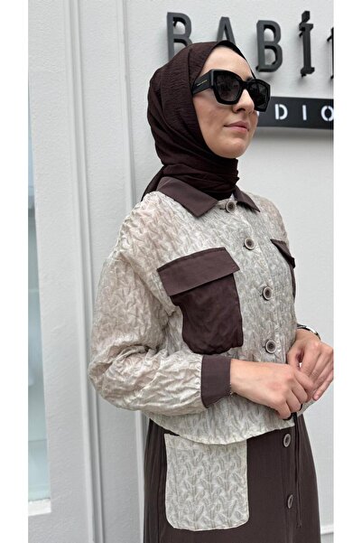 Almarwah Black Women's Jacket Skirt Suit Brown