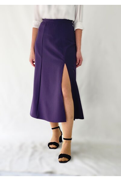 YAXİ Fusta țesătă cu tăietură largi, mov