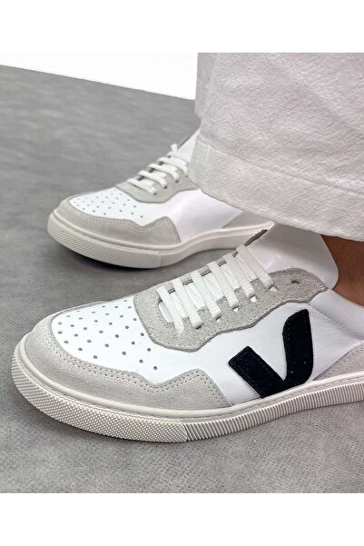 Afilli Rachel 44, alb, piele naturală, talpă plată, pantofi de zi cu zi, pantofi sport pentru mers pe jos