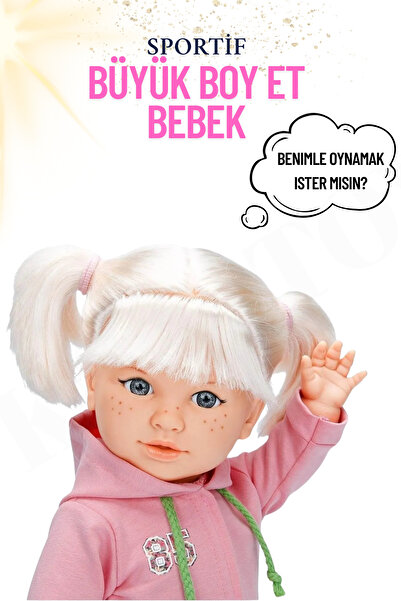 kosetoys Kız Bebek Sportif Büyük Boy Et Bebek (45 CM) --Açık Pembe