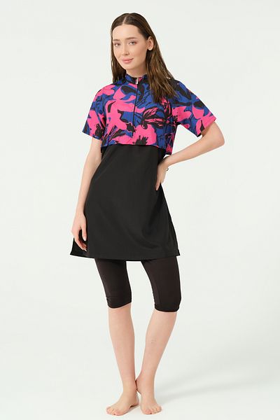 Tesse Crop Look Half Sleeve Half Covered Swimsuit