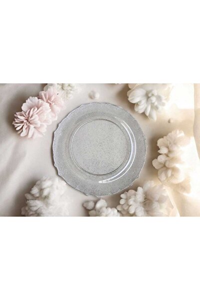 Evinizin Yardımcısı Mika Tabak& Parti Tabak&parti Mika Tabak & Şeffaf Gold Simli19 cm 6 adet