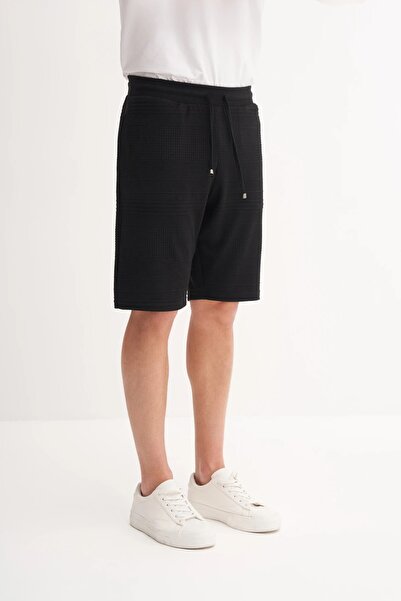 Cazador Regular Fit Knitted Textured Bermuda Shorts 6074 Black