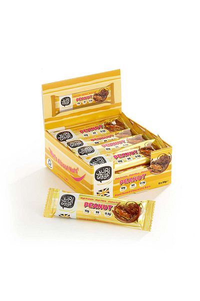 yubi bar Vegan Peanut Protein Bars 12x35g – Low Sugar, High Protein, Gluten-Free – UK