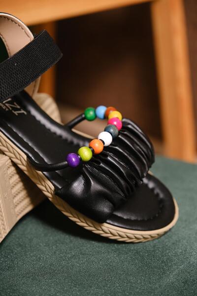 Oksit Elen Gathered Bead Detailed Women's Sandals