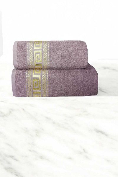 merland benvecocuk 2 Piece Elysium Premium Bath Towel Set 100% Cotton 70X140 cm Purple