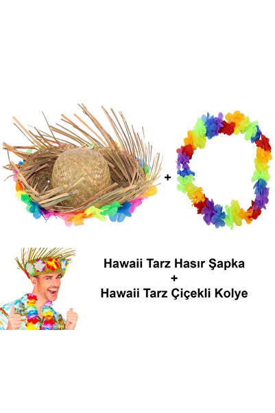 Mustran Tropski slamnati šešir sa cvetnim motivima u havajskom stilu i havajs...