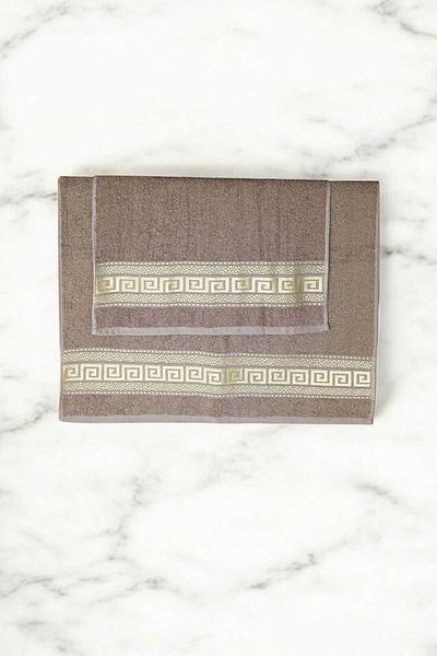 merland benvecocuk 2 Piece Elysium Premium Bath Towel Set 100% Cotton 70X140 cm Brown