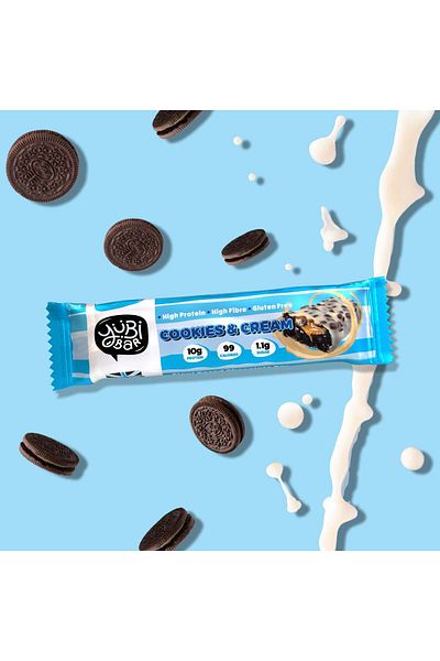 yubi bar Vegan Cookies & Cream Protein Bars 12x35g – High Protein, Low Sugar – UK