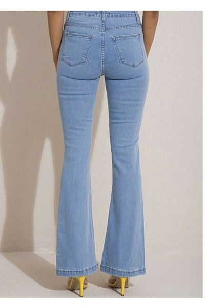 Livik Pantaloni de denim spaniole elastici personalizați din Lycra albastru deschis pentru femei