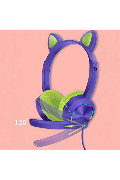 Karler Bass Akz020 Kafa Üstü Işıklı Kedi Kulaklık - Siyah Wlzor