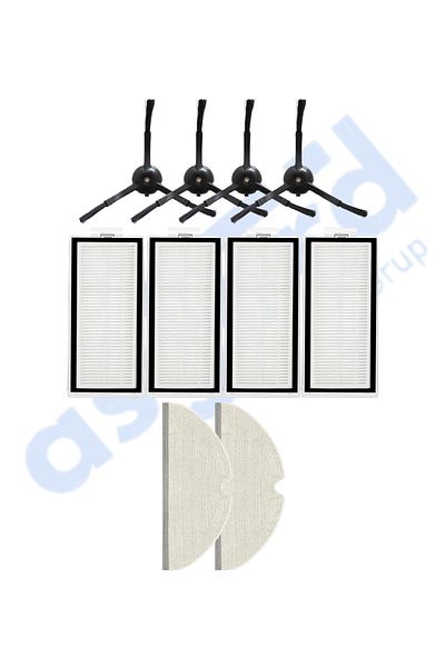 Asgard Grup Roborock Q8 Max, Q8 Max+ Compatible 4 Side Brushes 4 Filters 2 Mops