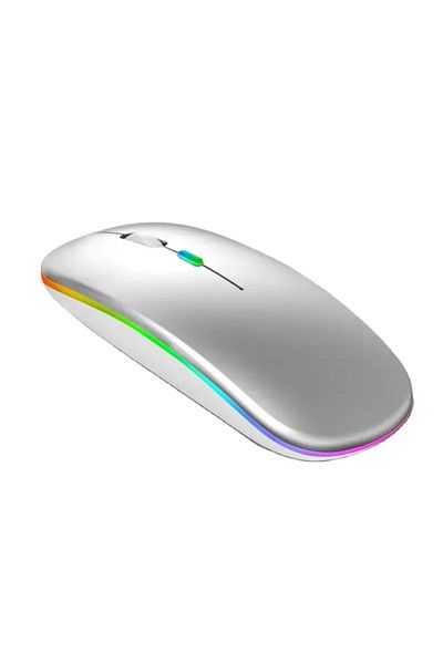 ABYZ Wireless RGB Gaming Mouse Bluetooth 5.1 & 2.4GHz USB Charging Silent Ergonomic Adjustable DPI Silver