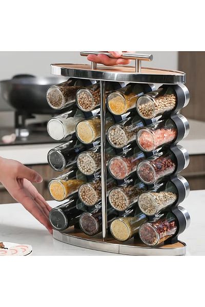 Un 20 Piece Spice Jar Set with Spice Rack, Spice Rack Organizer for Kitchen Countertop Spice Rack