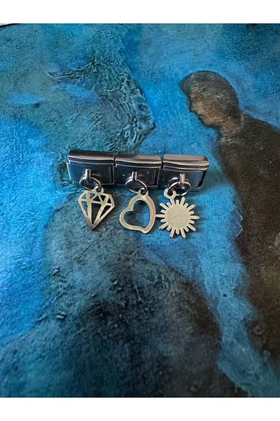 LAİKA 3-Piece Steel Italian Bracelet Charm Elmaz-Heart-Sun Does Not Tarnish