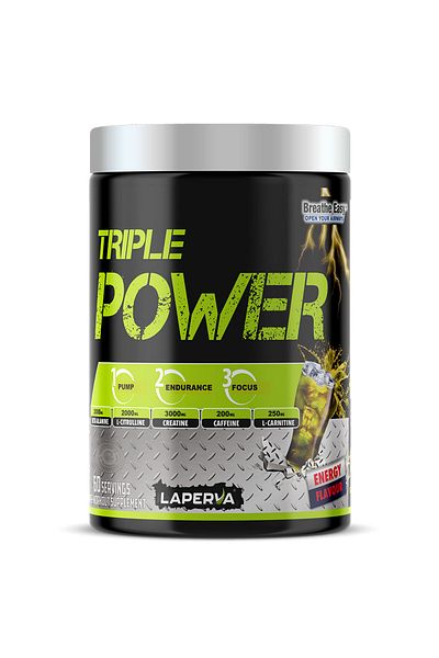 Laperva Triple Power Pre-Workout, Energy Flavour, 60, Enhance Physical Performance and Reduce Tiredness