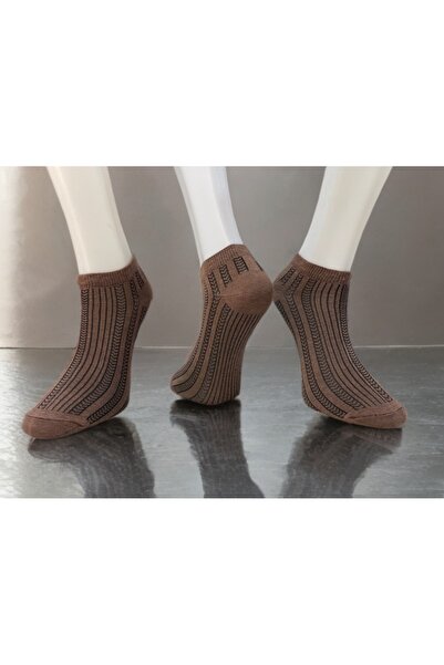 LAV SOCKS 3-Piece Patterned Brown Women's Booties Socks