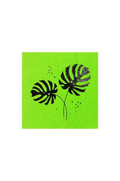 Story 23X23 cm Black Foil Devetabani Monstra Patterned 2 Layer 50's Pistachio Green Colored Paper Napkin