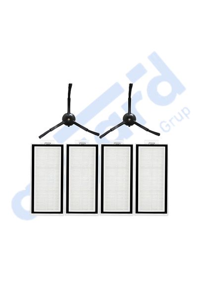 Asgard Grup Roborock Q8 Max, Q8 Max+ Compatible 2 Side Brushes 4 Filters