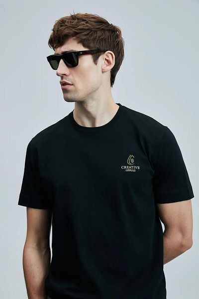 Lufian 111020263 Olıvıa Modern Graphic T- Shirt Men's T-Shirt Black