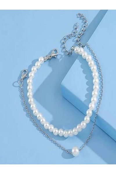 TUHAM AKSESUAR 2 Pieces of Halhal with Pearl Details