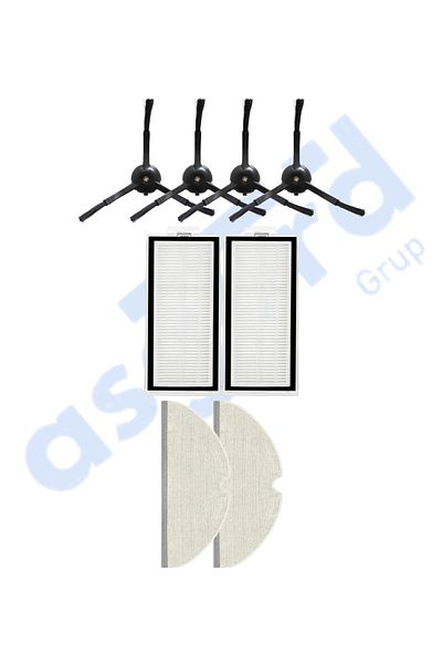 Asgard Grup Roborock Q8 Max, Q8 Max+ Compatible 4 Side Brushes 2 Filters 2 Mops