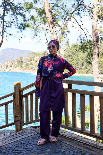 ns tasa Ethnic Model Sports Lycra Design Hijab Διπλό Σετ μαγιό