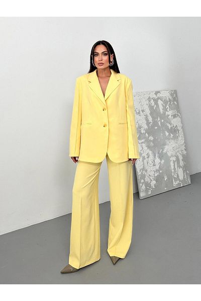 Juste Pleated Palazzo Trousers Butter Yellow