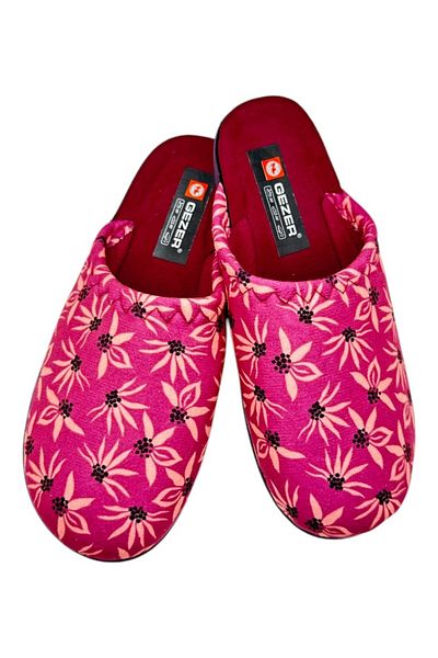 GEZER Women's slippers, dusty pink with floral print, size 38, 23.5 cm, comfortable and warm