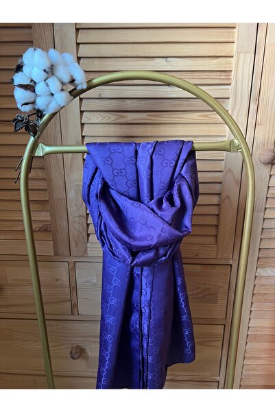 VaVscarfs شال جاكار قطني بنمط G باللون الأرجواني الداكن