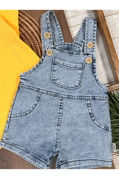 Bolly Baby Summer Lycra Stretch Jeans Salopet Short Sleeve T-Shirt 6-24 Months Summer Baby Boy Set