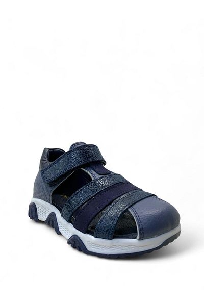 Tuğba Ortopedi 542 Orthopedic 100% Genuine Leather Boys Preschool Navy Blue Corset Sandals