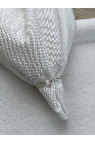 Pel Design Minimal Purple Cat's Eye Adjustable Silver Wire Ring