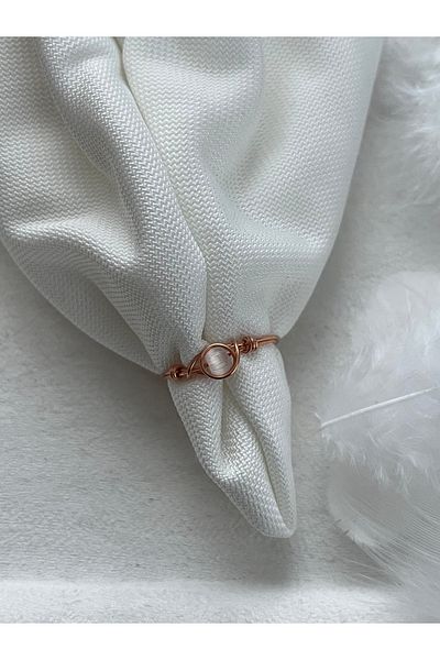 Pel Design Minimal White Cat's Eye Copper Wire Ring
