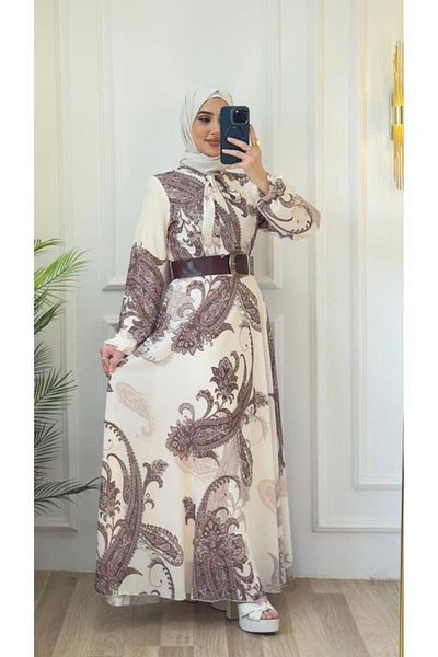 Tebrikler tekstil Women's Summer Dress with Hijab Model G2931